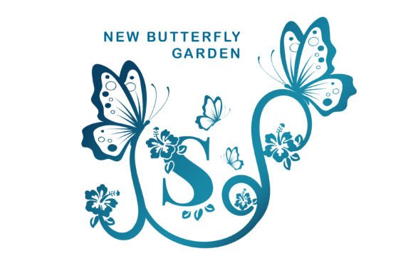 New Butterfly Garden Monogram: Elegant Decorative Font