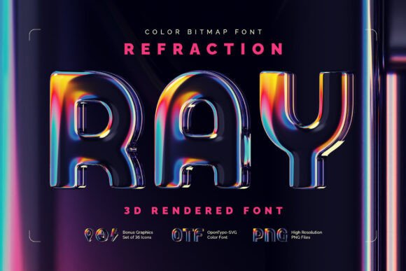 Refraction Ray: A Colorful 3D Font for Creative Projects