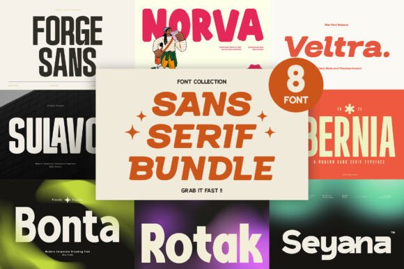 Sans Serif Bundle Collection: 8 Premium Fonts for Modern Design